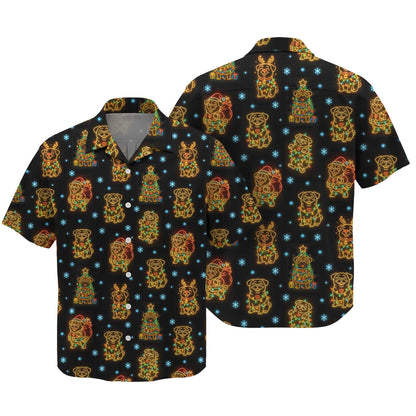 Funny Pug Holiday Lights Festive Xmas Pattern Polo, Christmas Pug Shirt, Corgi T Shirt