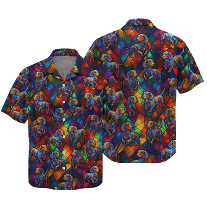 Vibrant Mosaic Dachshund Shirt, Colorful Glass Art Dog Design, Dachshund T Shirt, Wiener Dog T Shirt