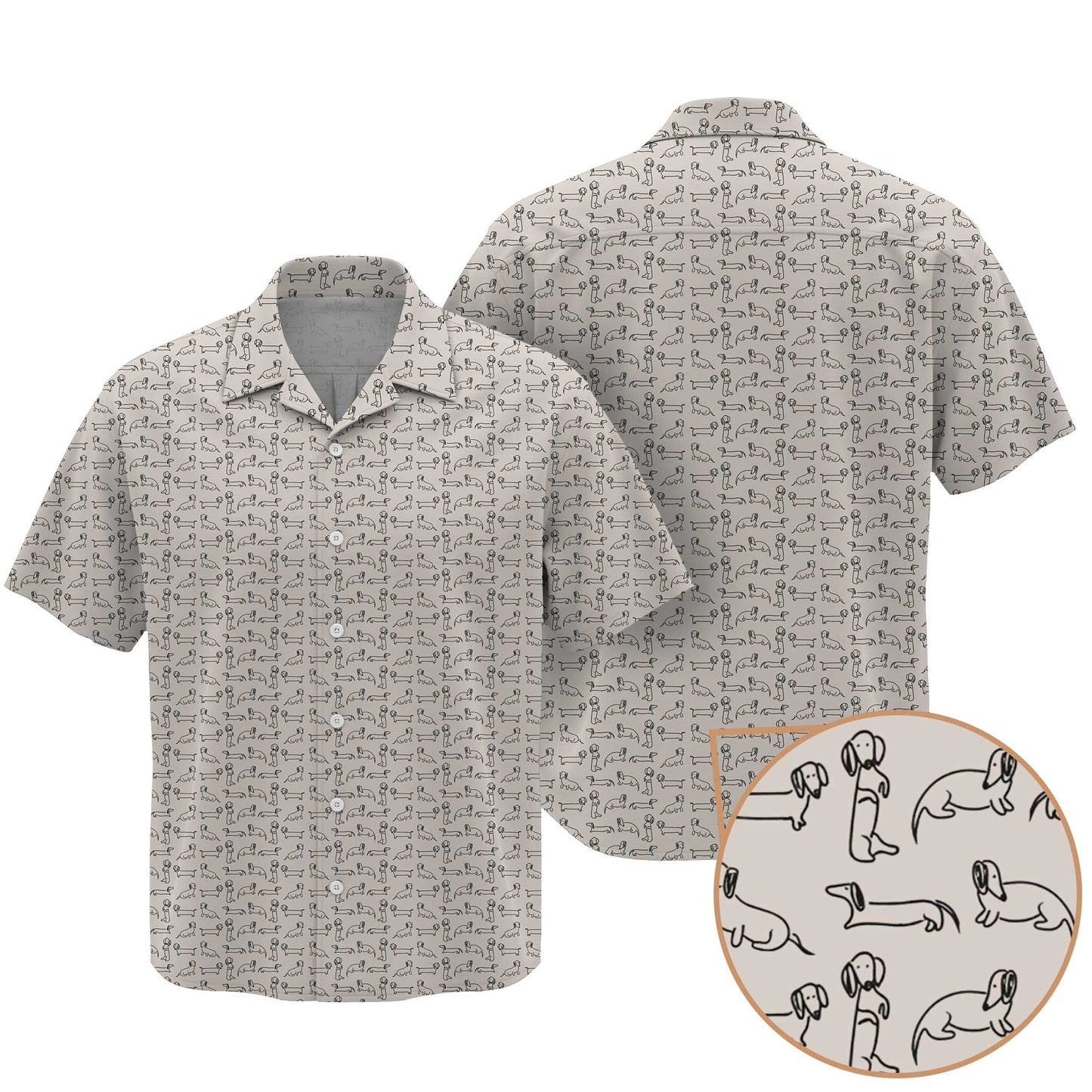 Dachshund T Shirt, Minimal Line Art Dachshund Pattern Polo, Wiener Dog T Shirt