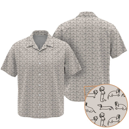Dachshund T Shirt, Minimal Line Art Dachshund Pattern Polo, Wiener Dog T Shirt