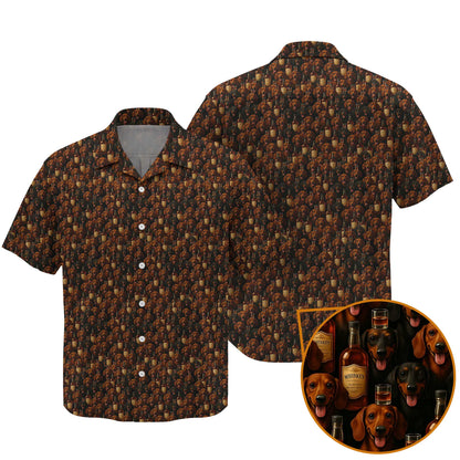 Whiskey Bottle Pattern Polo, Dachshund T Shirt, Funny Wiener Dog T Shirt