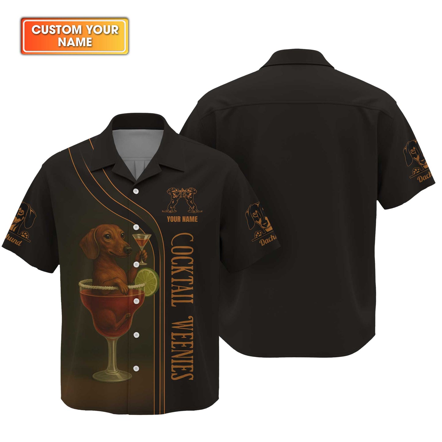Dachshund Shirt, Funny Dog Cocktail Weenies, Weiner Dog Shirts, Dachshund Sitting In Cocktail Glass With Martini