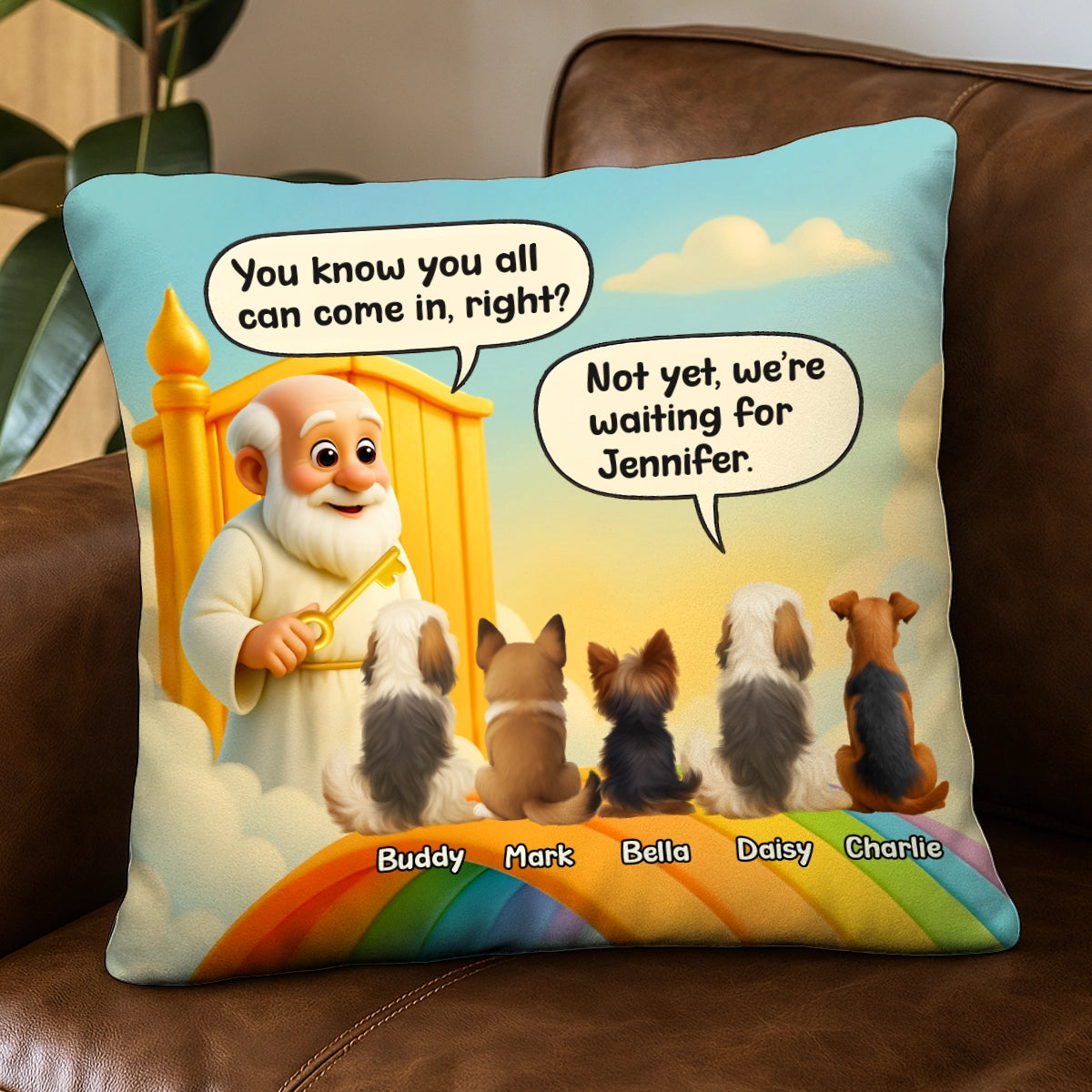 Heaven Can Wait, We’re Waiting For You - Personalized Dog Pillow PL-HN06-web2