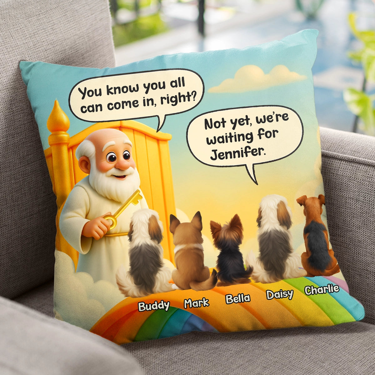 Heaven Can Wait, We’re Waiting For You - Personalized Dog Pillow PL-HN06-web3