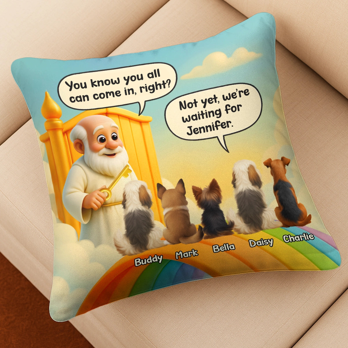 Heaven Can Wait, We’re Waiting For You - Personalized Dog Pillow PL-HN06-web4