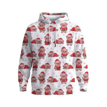 Pink Pug Christmas Hoodie, Funny Pug Christmas Sweatshirt, Perfect Holiday Gift For Dog Lovers