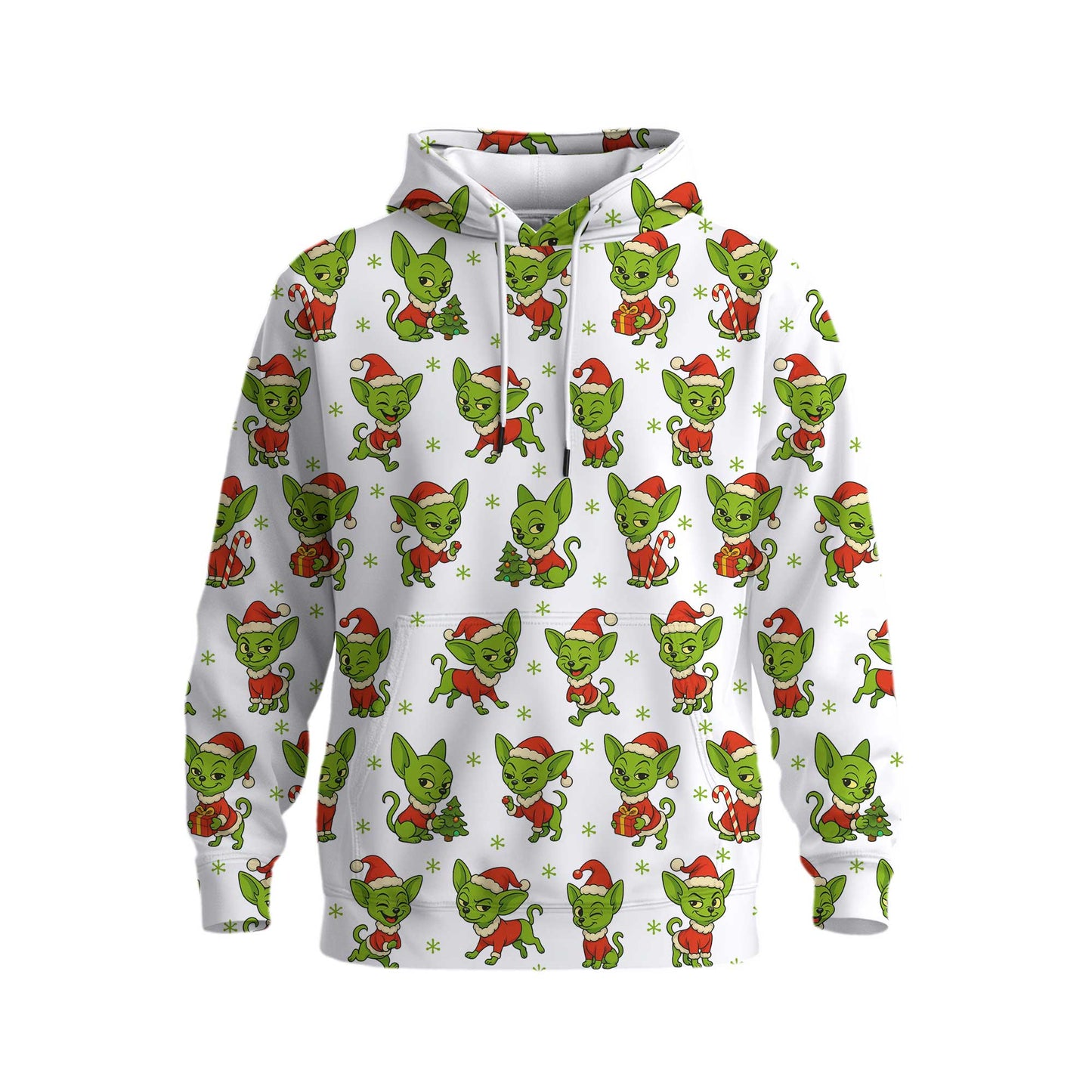 Funny Green Chihuahua Christmas Hoodie, Xmas Dog Pattern Shirt, Chihuahua Shirt For Dog Lovers