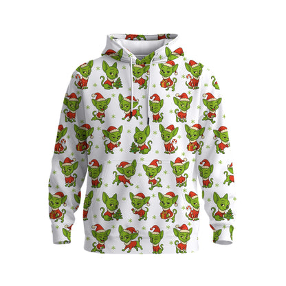 Funny Green Chihuahua Christmas Hoodie, Xmas Dog Pattern Shirt, Chihuahua Shirt For Dog Lovers