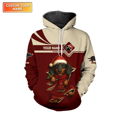 Festive Dachshund Breakthrough Hoodie, Personalized Dachshund Shirt, Wiener Dog T Shirt