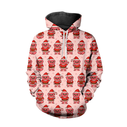 Funny Pattern Pug Shirt, Adorable Pink Grinch Xmas Hoodie, Christmas Pug Shirt For Dog Lover