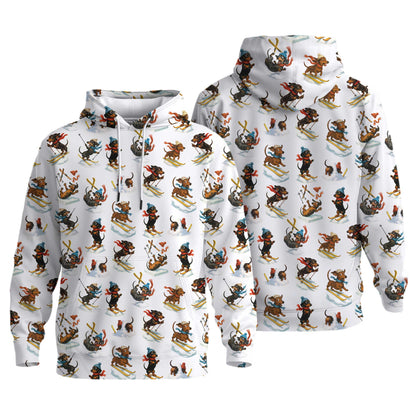 Skiing Funny Sausage Dog Snow Sport Tee For Christmas Season, Dachshund T Shirt, Wiener Dog T Shirt