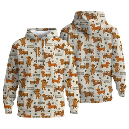 Pattern Dachshund Shirt With Whiskey And Beer Motif, Dachshund Shirt For Women And Men, Wiener Dog Shirts