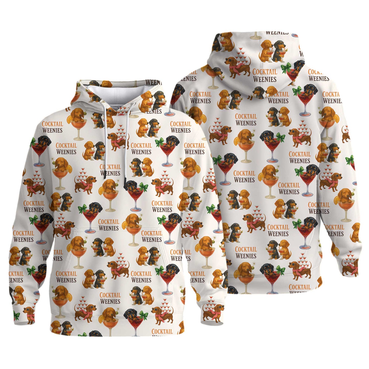 Funny Cocktail Weenies Pattern Polo, Dachshund Shirt, Wiener Dog T Shirt