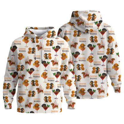 Funny Cocktail Weenies Pattern Polo, Dachshund Shirt, Wiener Dog T Shirt