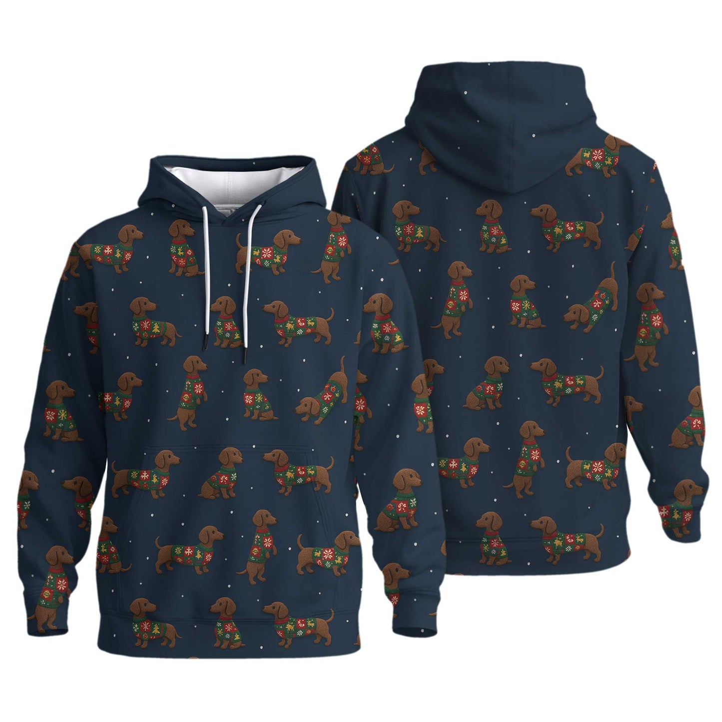 Snowflake Pattern Polos Christmas, Dachshund Christmas Shirt, Weiner Dog Shirts