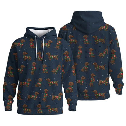 Snowflake Pattern Polos Christmas, Dachshund Christmas Shirt, Weiner Dog Shirts