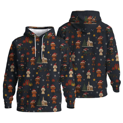 Dachshund Christmas Shirt, Wiener Dog T Shirts, Santa Hat and Holiday Pattern Polo