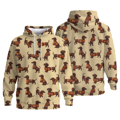 Pattern Dachshund Shirt With Pumpkin Sweater Design, Dachshund Halloween Shirt, Christmas Dachshund Shirt