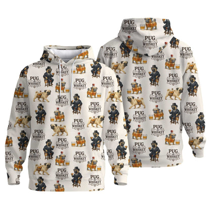 Pug And Whiskey Stylish Pattern Polo, Funny Pug Shirt, Pug T Shirt