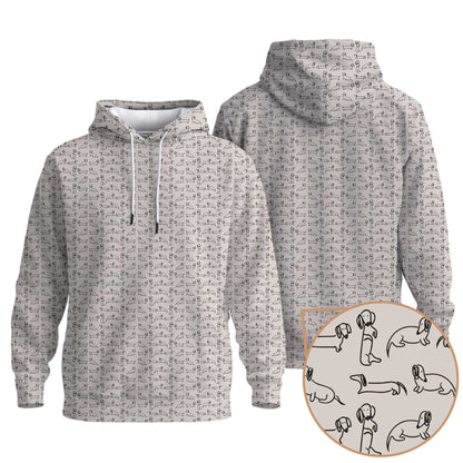 Dachshund T Shirt, Minimal Line Art Dachshund Pattern Polo, Wiener Dog T Shirt