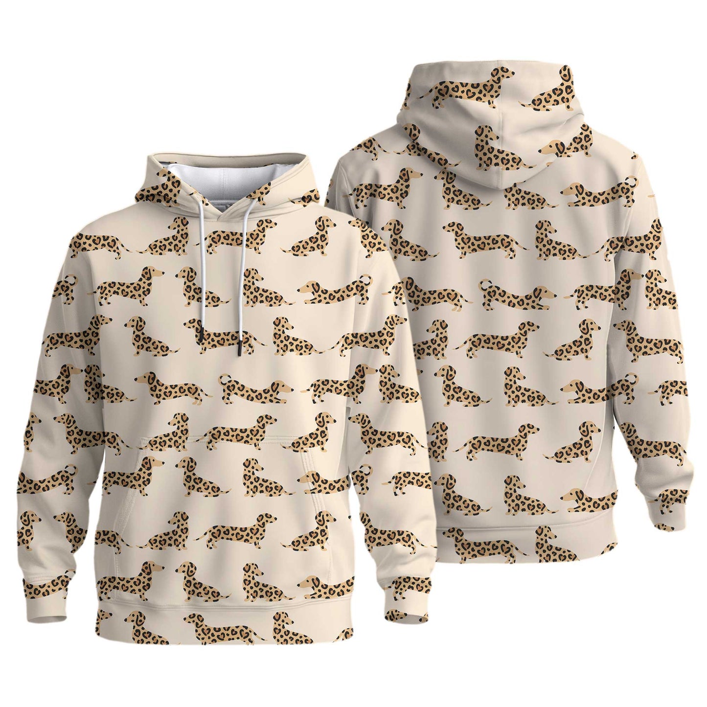 Leopard Print Pattern Cozy Polo, Dachshund Sweatshirt, T Shirts For Dachshunds