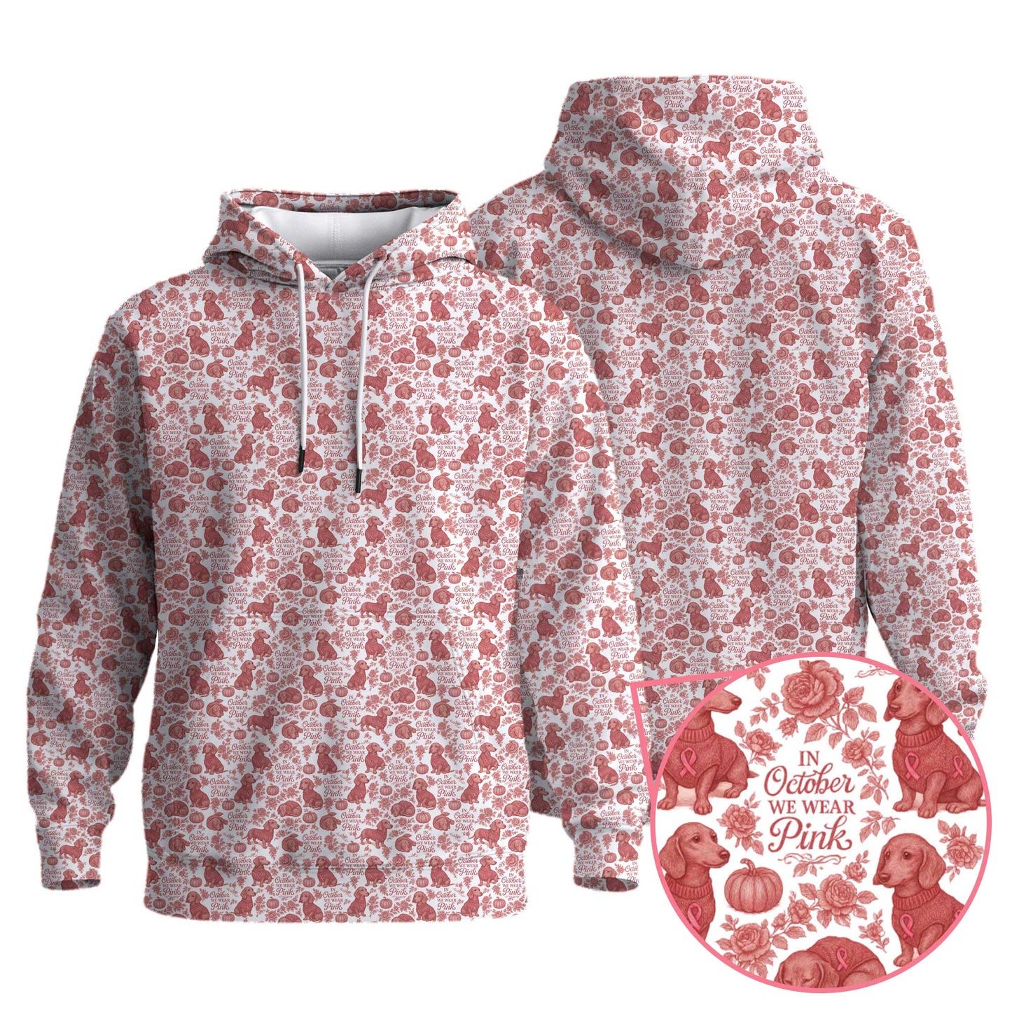 In October We Wear Pink - Dachshund Christmas Shirt, Weiner Dog Tee, Pattern Polos For Spooky Season
