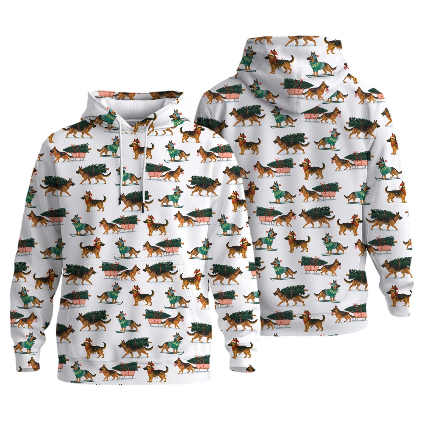 Festive Holiday Shepherd Santa Pattern Polo, Funny German Shepherd Shirt, German Shepherd T Shirt