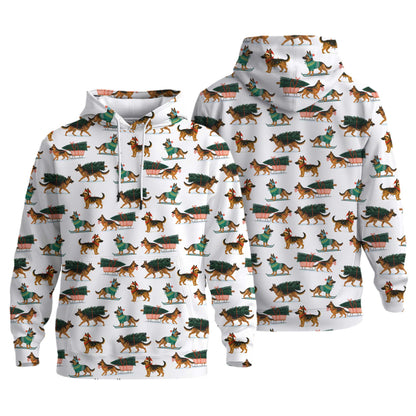 Festive Holiday Shepherd Santa Pattern Polo, Funny German Shepherd Shirt, German Shepherd T Shirt