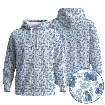 Blue Pattern Shirt - Dachshund Christmas Shirt, Weiner Dog Tee, Pattern Polos For Spooky Season