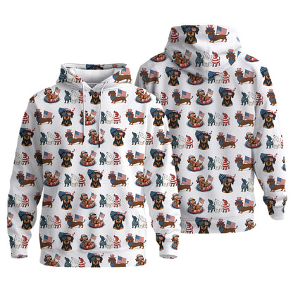 American Flag and Cute Dachshund Pattern Polo, Dachshund Shirt, Wiener Dog T Shirt