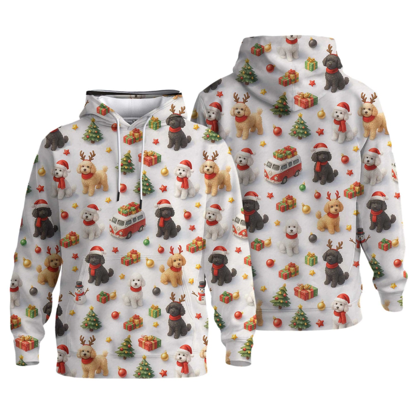 Cute Happy Poodle Pattern Polo For Christmas Season, Funny Poodle Shirt, Poodle T Shirt