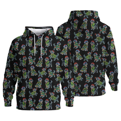 Colorful Neon Labrador Santa Christmas Black Polo, Christmas Labrador T Shirt, Labrador Dog Shirt