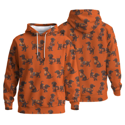 Dachshund Pattern Orange Shirt - Dachshund Christmas Shirt, Weiner Dog Tee, Pattern Polos For Spooky Season