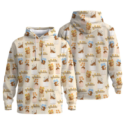 Whimsical Dachshund In Flower Pots Vintage Polo, Dachshund T Shirt, Wiener Dog T Shirt