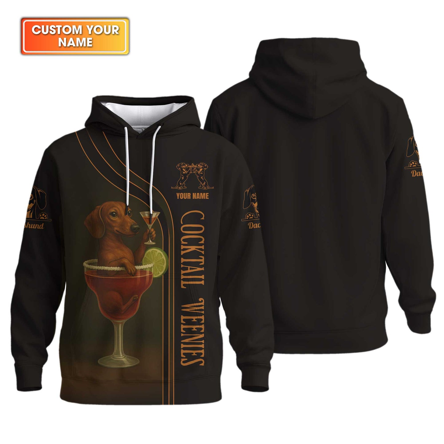 Dachshund Shirt, Funny Dog Cocktail Weenies, Weiner Dog Shirts, Dachshund Sitting In Cocktail Glass With Martini
