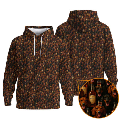 Whiskey Bottle Pattern Polo, Dachshund T Shirt, Funny Wiener Dog T Shirt