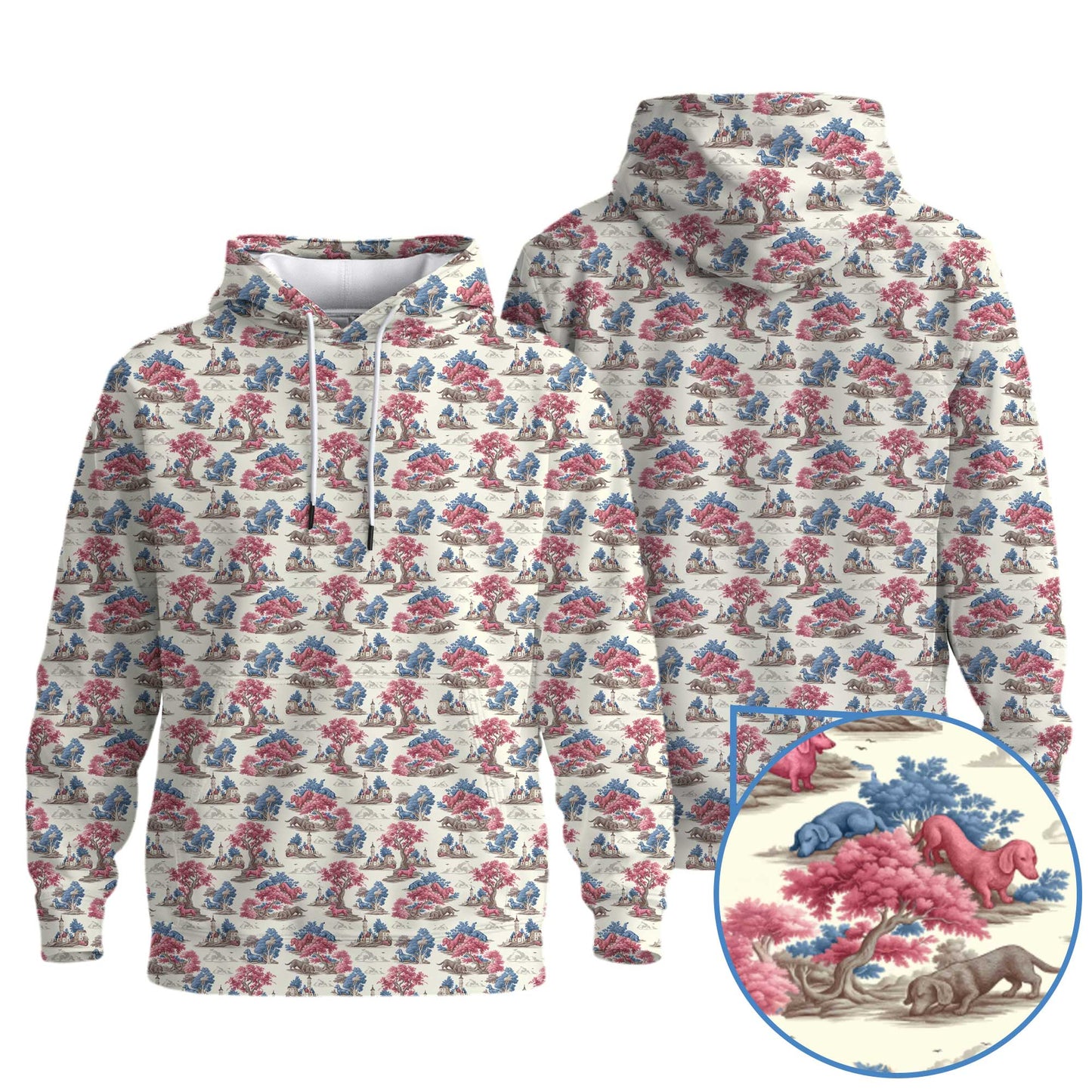 Vintage Toile Forest Pattern Polo, Dachshund Shirt, Wiener Dog T Shirts