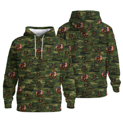 Military Camo Soldier Pattern Polo, Dachshund Shirt, Wiener Dog T Shirt