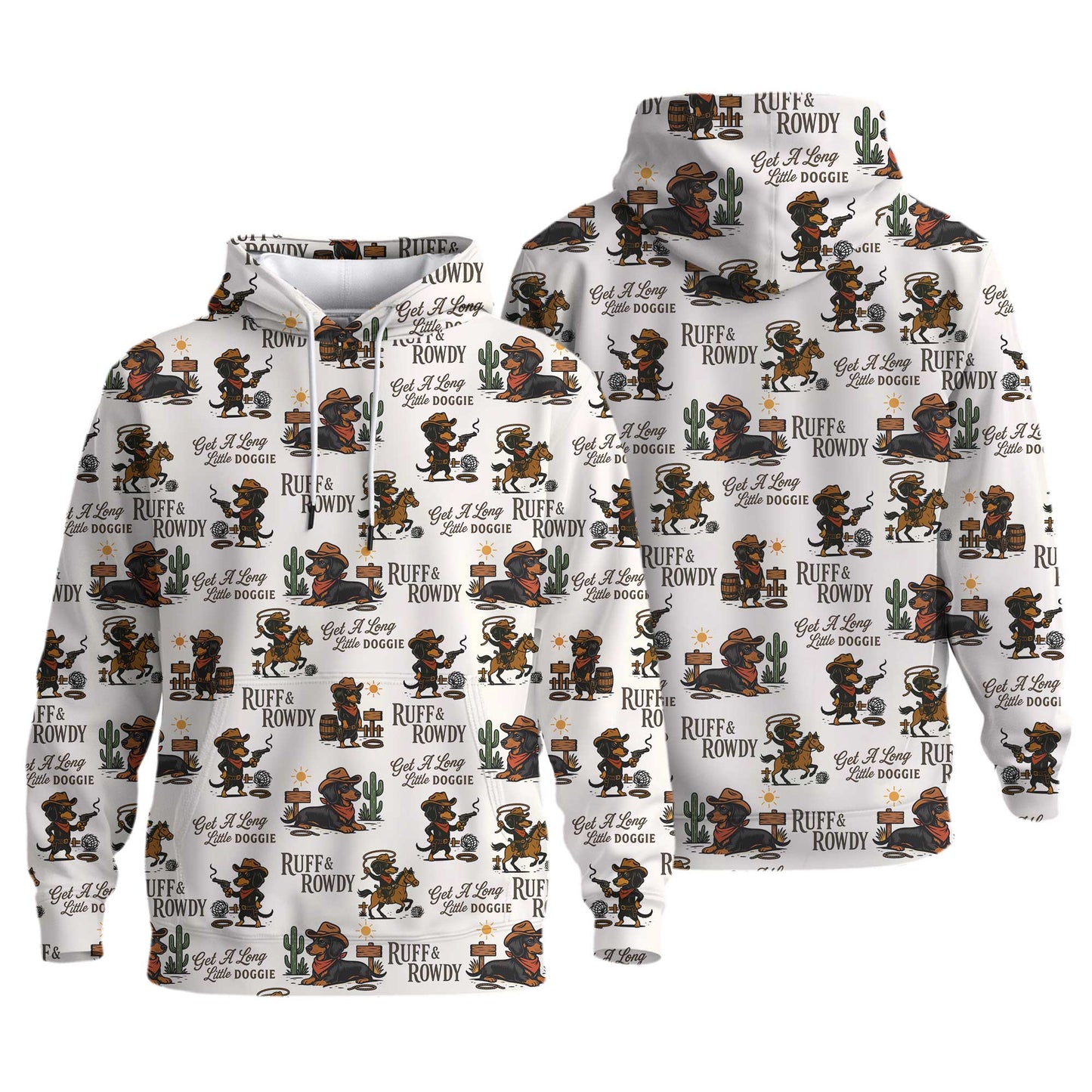 Get A Long Little Doggie Vintage Dachshund Shirt, Western Cowboy Dachshund Pattern Polo, Dachshund T Shirt, Wiener Dog T Shirt