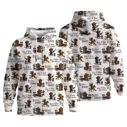 Get A Long Little Doggie Vintage Dachshund Shirt, Western Cowboy Dachshund Pattern Polo, Dachshund T Shirt, Wiener Dog T Shirt