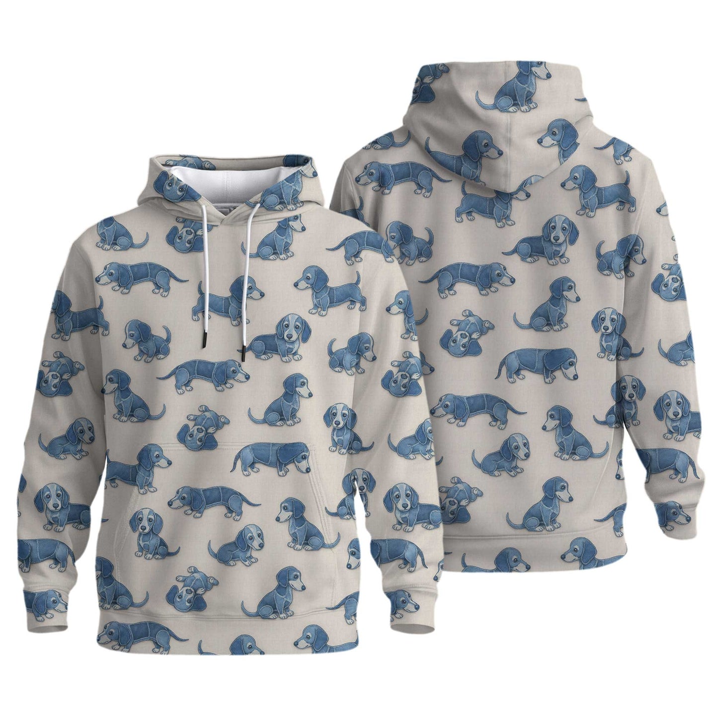 Playful Blue Dog Pattern Hawaiian Style, Wiener Dog T Shirt, Dachshund Shirt