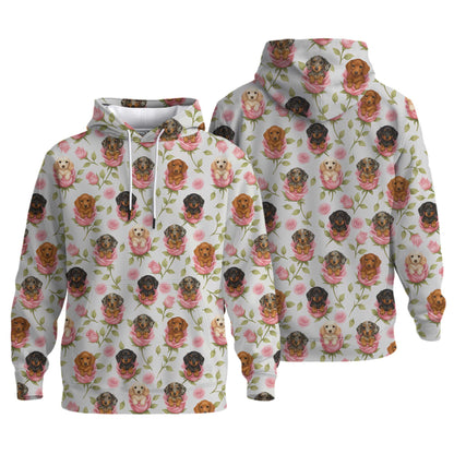 Wiener Dogs Tee Shirts, Dachshund T Shirt, Pink Rose Puppy Flower Shirt