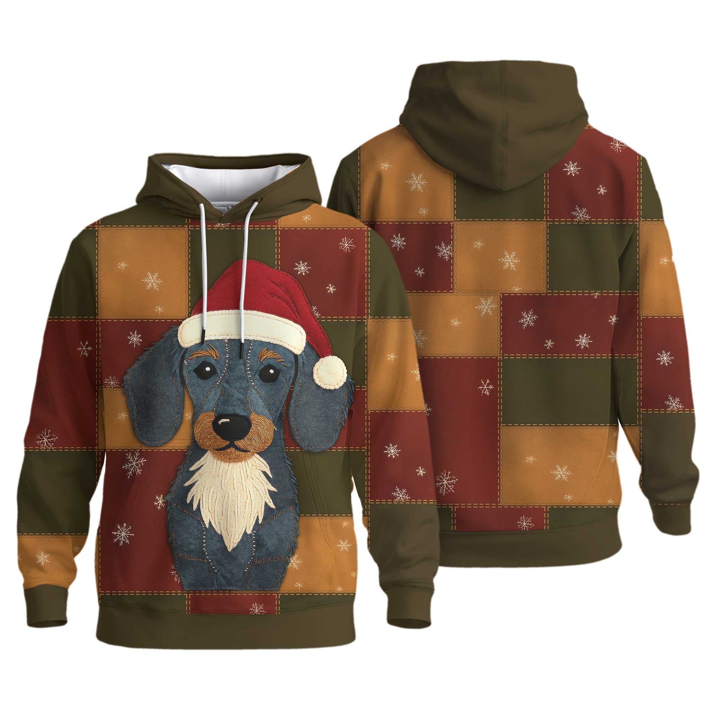 Patchwork Dachshund Christmas Polo, Dachshund T Shirt, Wiener Dog T Shirt