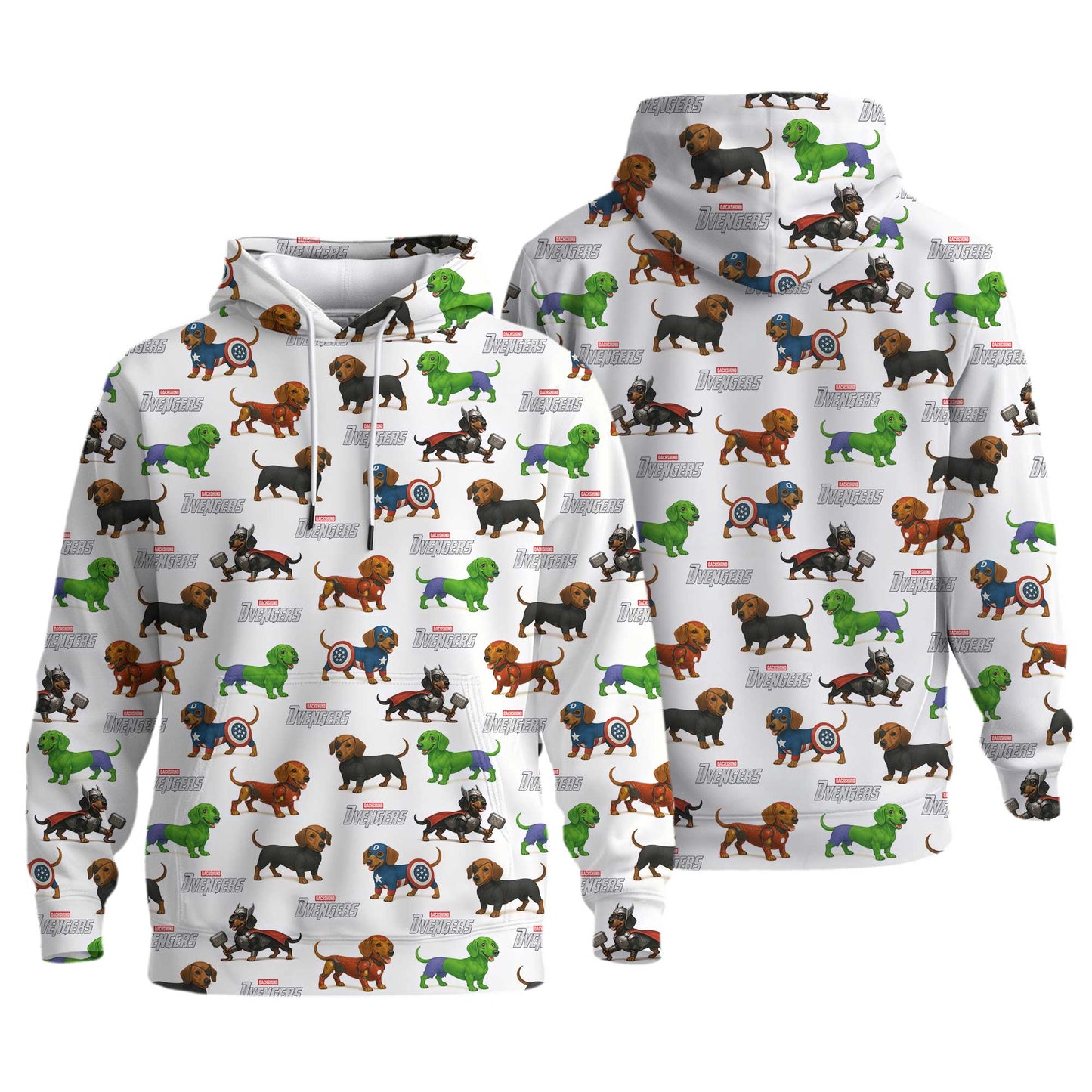 Super Hero Dachshund Pattern Polo, Wiener Dog T Shirt, Dachshund Sweatshirt