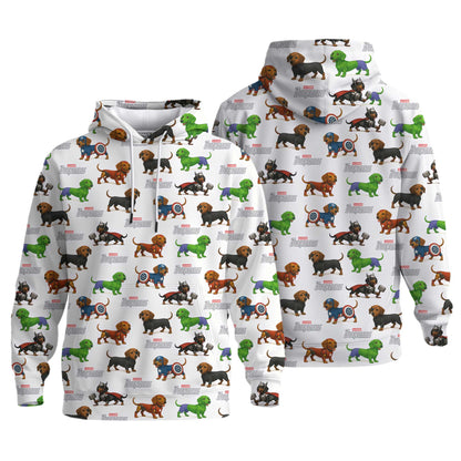 Super Hero Dachshund Pattern Polo, Wiener Dog T Shirt, Dachshund Sweatshirt