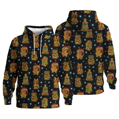 Funny Pug Holiday Lights Festive Xmas Pattern Polo, Christmas Pug Shirt, Corgi T Shirt
