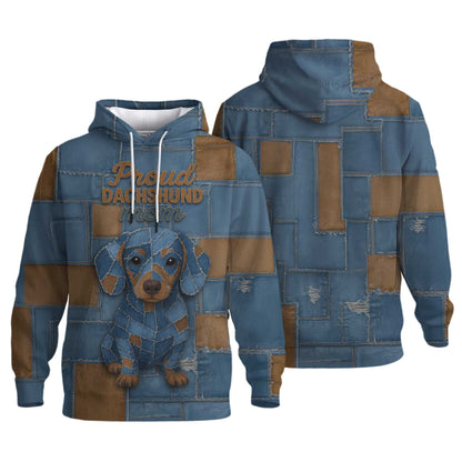 Proud Dachshund Mom Shirt, Cute Wiener Dog Denim Patchwork T Shirt for Dog Lovers