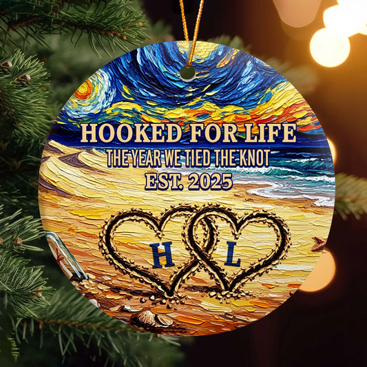 Hooked for Life - Personalized Beach Ornament – Custom Initials & Wedding Year Gift For Couples OR-HH21-HN130812-web1