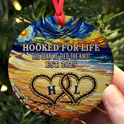 Hooked for Life - Personalized Beach Ornament – Custom Initials & Wedding Year Gift For Couples OR-HH21-HN130812-web3