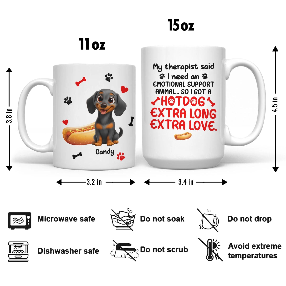 Hot Dog Extra Love Dachshund - Personalized Mug for Pet Lovers-WM-KL42-TT14-web5